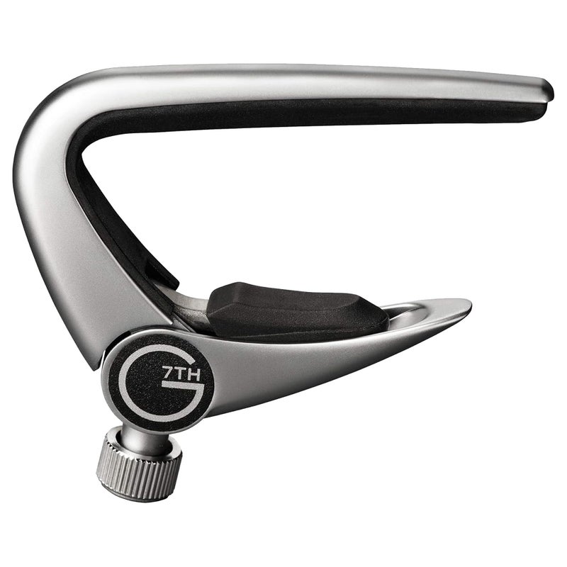 G7th Newport Guitar Capo, Classical Silver - 60mm Low-Profile, Easy to Use Flip Lever Guitar Capo with Fine-Tune Adjustment Knob, Safe Silicone Pads - Perfect for Classical & Flamenco Guitars - Image 1